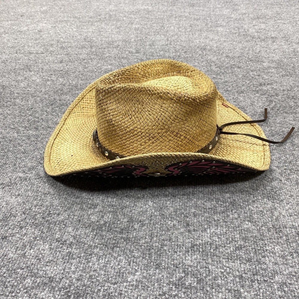Bullhide Hat Cowboy Womens Large Beige Straw Platinum Collection Angel Wings - Picture 2 of 12